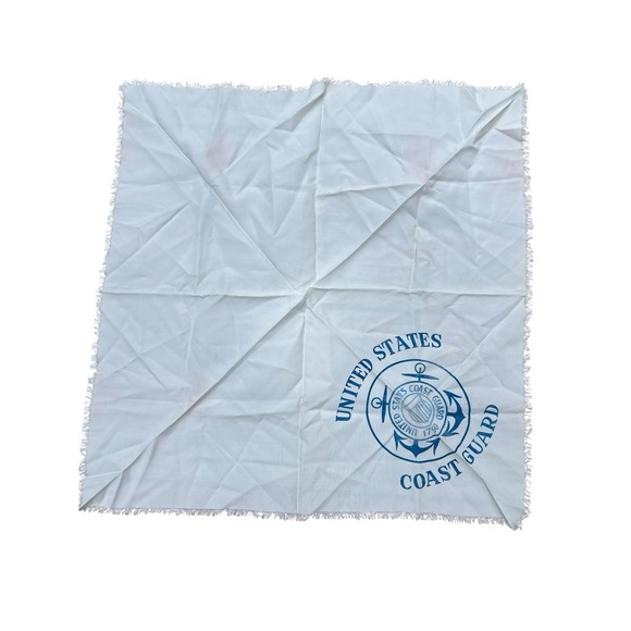 Vintage US Coast Guard Square Scarf Kerchief 27" Stained - Picture 2 of 9